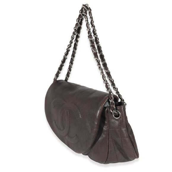 Chanel 08A Brown Caviar Large Half Moon Flap Bag - Picture 2 of 6